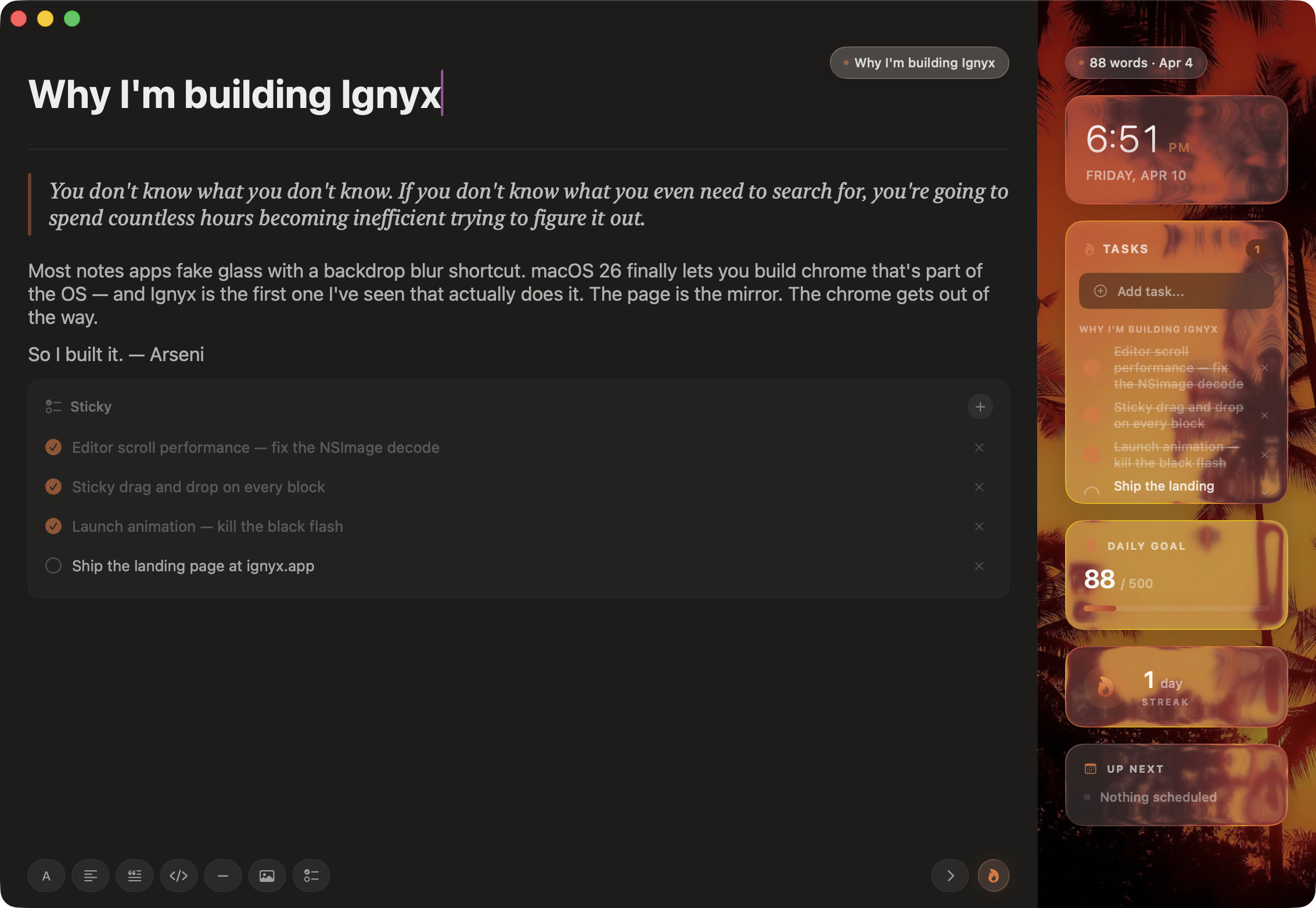 Ignyx full editor view